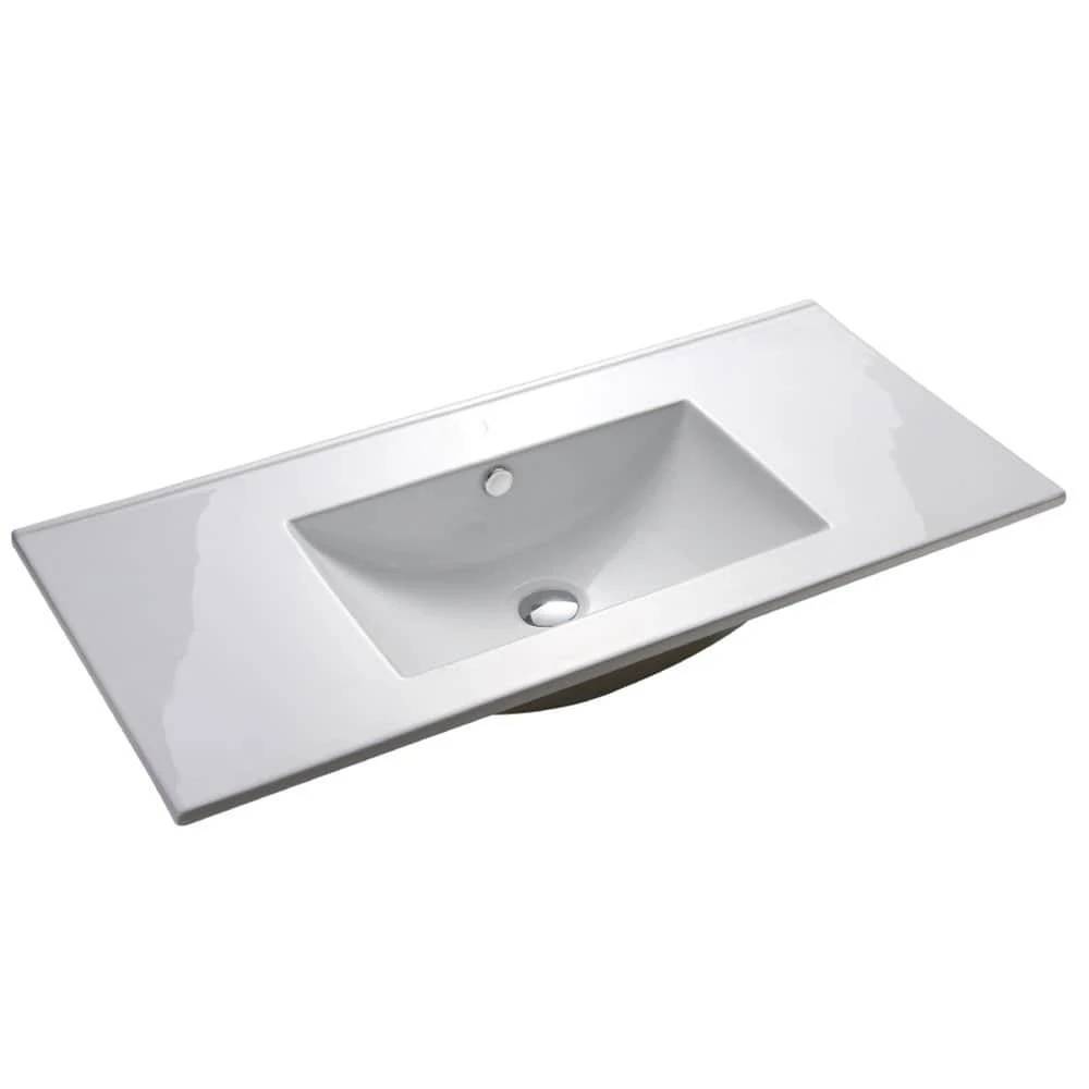 כיור משטח אינטגרלי חרס בלי חור לברז לבן מבריק רוחב 121 ס"מ ועומק 46 ס"מ דגם סלמיס