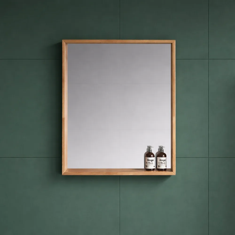 מראה מרחפת לתליה עם מסגרת עץ מלא (אלון מבוקע) רוחב 45 ס"מ ובגובה 60 ס"מ דגם 695W45