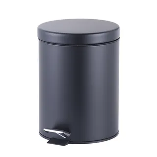 פח אשפה נירוסטה אל חלד מעוגל 5 ליטר טריקה שקטה צבע שחור מט דגם 5L100B