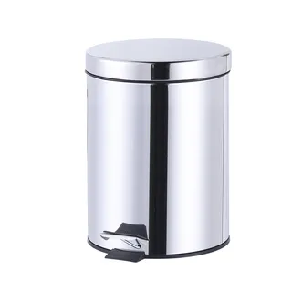 פח אשפה נירוסטה אל חלד מעוגל 5 ליטר טריקה שקטה צבע ניקל מבריק דגם 5L100CH