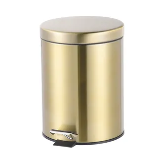 פח אשפה נירוסטה אל חלד מעוגל 5 ליטר טריקה שקטה צבע זהב מט דגם 5L100G