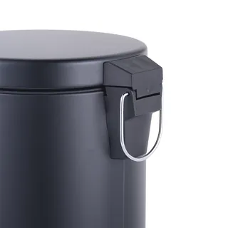 פח אשפה נירוסטה אל חלד מעוגל 5 ליטר טריקה שקטה צבע שחור מט דגם 5L100B