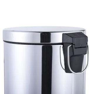 פח אשפה נירוסטה אל חלד מעוגל 5 ליטר טריקה שקטה צבע ניקל מבריק דגם 5L100CH