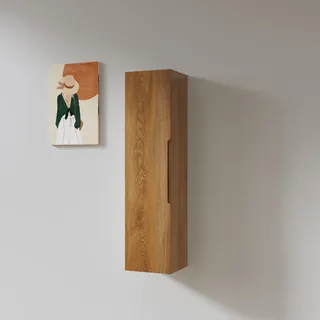 ארון שירות תלוי לאמבטיה גובה 120 ס"מ עץ מלא אלון מבוקע דגם רימבו