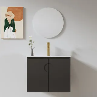 ארון אמבטיה תלוי לפי מידה רוחב עומק וצבע לפי בחירתך עם כיור משטח חרס שקוע דגם דנה