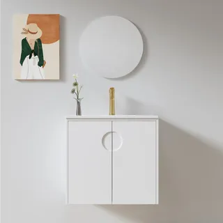 ארון אמבטיה תלוי לפי מידה רוחב עומק וצבע לפי בחירתך עם כיור משטח חרס שקוע דגם דנה