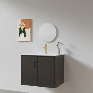 ארון אמבטיה תלוי לפי מידה רוחב עומק וצבע לפי בחירתך עם כיור משטח חרס שקוע דגם דנה