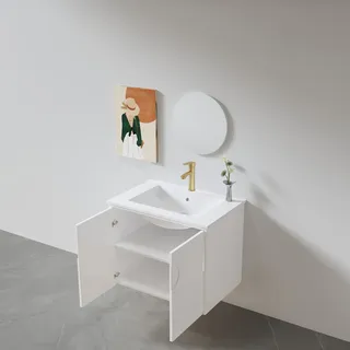 ארון אמבטיה תלוי לפי מידה רוחב עומק וצבע לפי בחירתך עם כיור משטח חרס שקוע דגם דנה