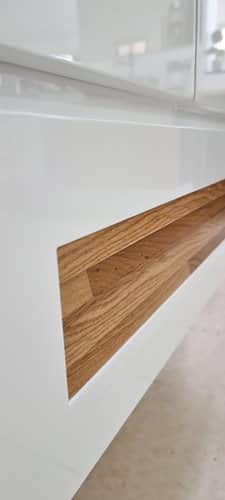 ארון אמבטיה תלוי לפי מידה רוחב עומק וצבע לפי בחירתך עם כיור משטח חרס שקוע דגם פארוס W