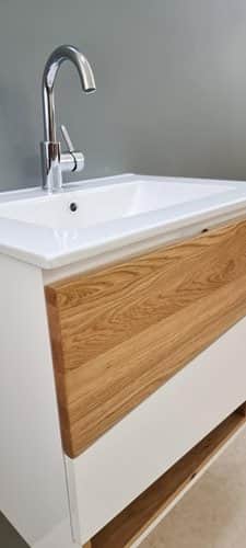 ארון אמבטיה תלוי לפי מידה רוחב עומק וצבע לפי בחירתך עם כיור משטח חרס שקוע דגם נורווגיה W