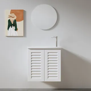 ארון אמבטיה תלוי לפי מידה רוחב עומק וצבע לפי בחירתך עם כיור משטח חרס שקוע דגם אסביר W