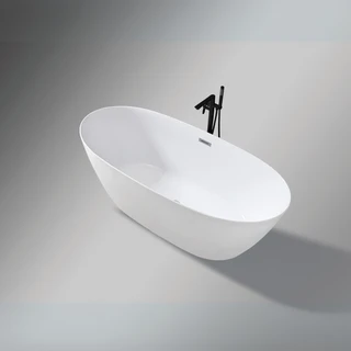 אמבטיה מונחת אובלית עשויה מחומר אקרילי עם פייבר גלאס אורך 170 ס"מ צבע לבן מבריק דגם Harlem