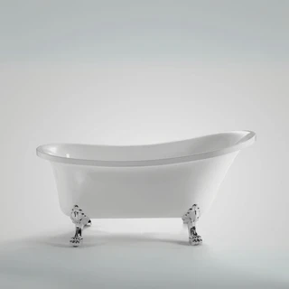 אמבטיה מונחת אובלית עם רגליות לבחירתך עשויה מחומר אקרילי עם פייבר גלאס אורך 170 ס"מ צבע האמבטיה לבן מבריק דגם Mexico 170