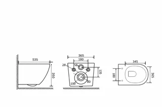 אסלה תלויה מעוגלת אורך 53.5 ס"מ צבע לבן מבריק עם שטיפת טורנדו ומושב קשיח טריקה שקטה ונשלף דגם קאי