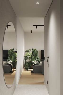 מראת גוף מרחפת עגולה לתליה ללא מסגרת קוטר 110 ס"מ דגם 88017C