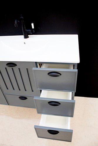 ארון אמבטיה תלוי לפי מידה רוחב וצבע לפי בחירתך עם כיור משטח חרס שקוע דגם מירידיא