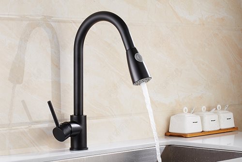 ברז מטבח מגיע עם פיה מסתובבת ונשלפת צבע שחור מט דגם 8882656