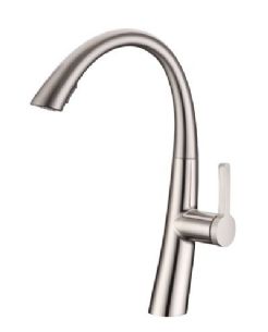 ברז מטבח מגיע עם פיה מסתובבת ונשלפת צבע ניקל מוברש דגם K114