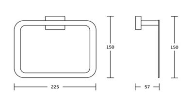 טבעת מרובעת למגבות Netro צבע ניקל מבריק תלויה ועשויה מחומר Brass אל חלד דגם 555C-6