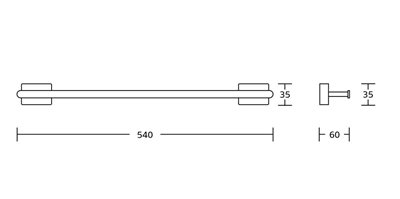 מוט למגבת Netro אורך 54 ס"מ צבע שחור מט תלוי עשוי מחומר Brass אל חלד דגם 555B-7