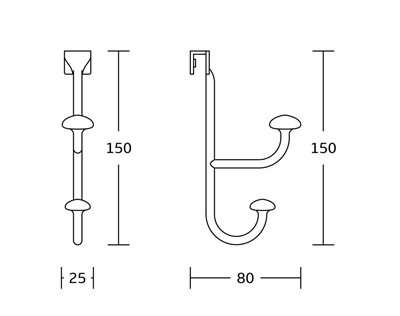 קולב זוגי Brass אל חלד למגבות נתלה בקלות על המקלחון צבע שחור מט דגם Chelsea black