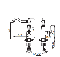 ברז רחצה עם פיה מסתובבת צבע זהב מט דגם AN0523BR