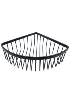 רשת פינתית לבקבוקי שמפו במקלחת לתליה על קיר עשויה מחומר נירוסטה אל חלד צבע שחור מט דגם 2411MP