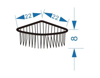 רשת פינתית לבקבוקי שמפו במקלחת לתליה על קיר עשויה מחומר נירוסטה אל חלד צבע ניקל מבריק דגם 2434CH