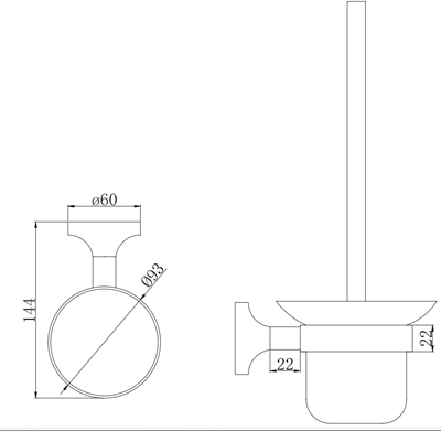 מחזיק מברשת אסלה Atlanta צבע ניקל מבריק תלוי עשוי מחומר נירוסטה אל חלד דגם 777C-2