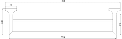 מוט למגבת כפול Atlanta אורך 60 ס"מ צבע שחור מט תלוי עשוי מחומר נירוסטה אל חלד דגם 777B-7
