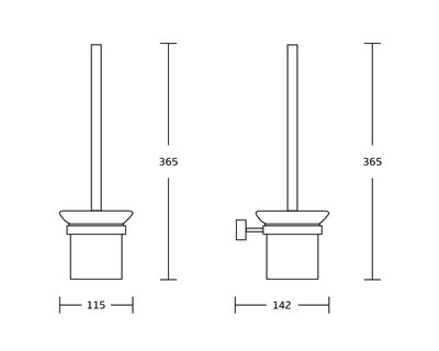 מחזיק מברשת אסלה Matrix צבע ניקל מבריק תלוי עשוי מחומר Brass אל חלד דגם 666C-2