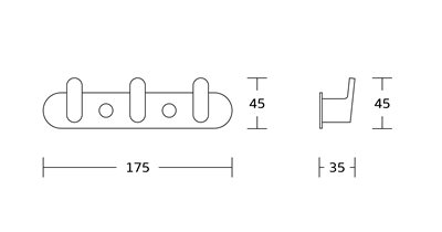 קולב Brass אל חלד מגיע עם 3 ווים לתליה של בגדים, מגבות וכו' צבע שחור מט דגם 1103B