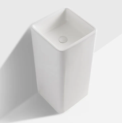 כיור רחצה חרס עומד מרובע רצפתי רוחב 41 ס"מ עומק 40 ס"מ גובה 84 ס"מ לבן מבריק ללא חור לברז דגם פרמונט