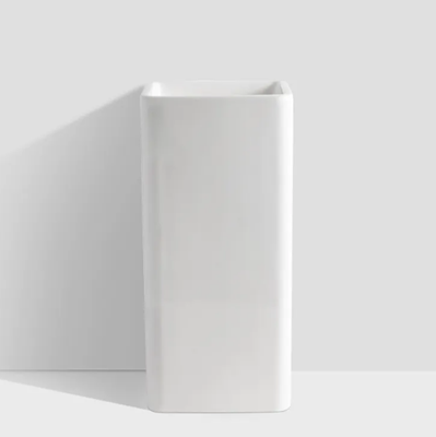 כיור רחצה חרס עומד מרובע רצפתי רוחב 41 ס"מ עומק 40 ס"מ גובה 84 ס"מ לבן מבריק ללא חור לברז דגם פרמונט