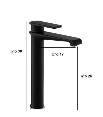 ברז לכיור מונח גבוה עם פיה קבועה צבע שחור מט דגם 6325205