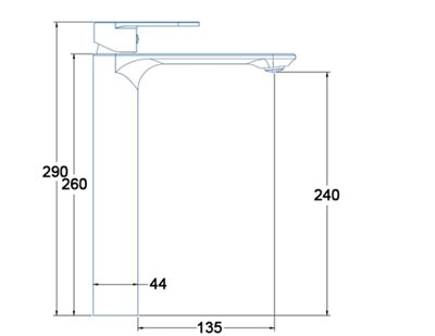 ברז לכיור מונח גבוה עם פיה קבועה צבע זהב מט דגם 8881965