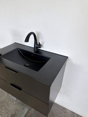 ארון אמבטיה תלוי לפי מידה רוחב עומק וצבע לפי בחירתך עם כיור משטח חרס שקוע דגם סולני