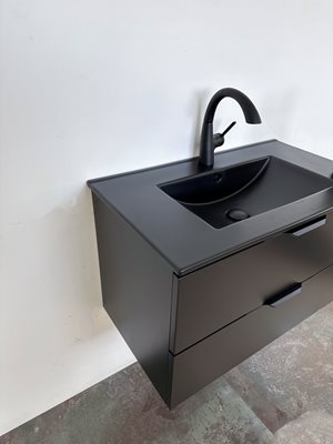 ארון אמבטיה תלוי לפי מידה רוחב עומק וצבע לפי בחירתך עם כיור משטח חרס שקוע דגם סולני