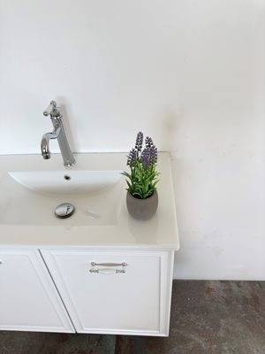 ארון אמבטיה תלוי לפי מידה רוחב עומק וצבע לפי בחירתך עם כיור משטח חרס שקוע דגם לוני