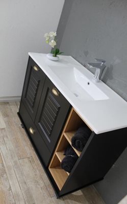 ארון אמבטיה עומד לפי מידה רוחב עומק וצבע לפי בחירתך עם כיור משטח חרס שקוע דגם רוסטה