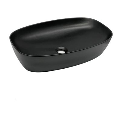 כיור רחצה מונח חרס מלבני רוחב 60 ס"מ ועומק 39 ס"מ צבע שחור מט דגם בריילה