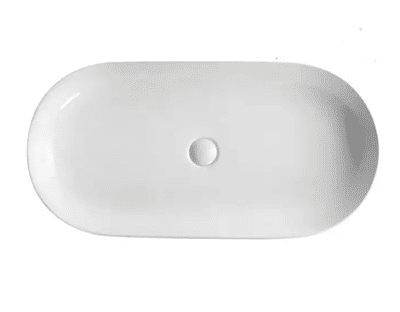 כיור רחצה מונח חרס אובלי רוחב 81.5 ס"מ ועומק 41.5 ס"מ צבע לבן מבריק דגם בקאו