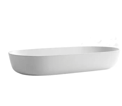 כיור רחצה מונח חרס אובלי רוחב 81.5 ס"מ ועומק 41.5 ס"מ צבע לבן מבריק דגם בקאו