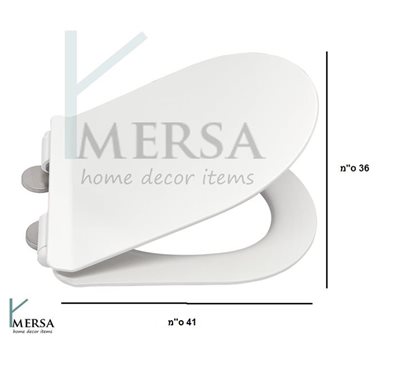 מושב אסלה UF קשיח מעוגל "KCT" לבן מבריק עומק 41 ס"מ רוחב 36 ס"מ טריקה שקטה נשלף מתאים לאסלות תלויות שלנו (רומא, אושן, לוס, מארי) או במקום מושב ישן באותה מידה