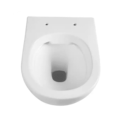 אסלה תלויה מעוגלת אורך 48 ס"מ לבן מבריק שטיפת רימליס כוללת מושב קשיח טריקה שקטה נשלף דגם לוס