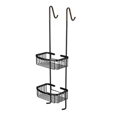 רשת ישרה כפולה לבקבוקי שמפו לתליה על מקלחון עשויה מחומר נירוסטה אל חלד צבע שחור מט דגם 8664B