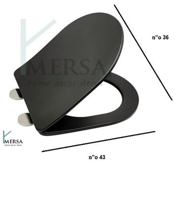 מושב אסלה UF קשיח מעוגל "KZB" שחור מט עומק 43 ס"מ רוחב 36 ס"מ טריקה שקטה נשלף מתאים לאסלה תלויה שלנו (ברלין) או במקום מושב ישן באותה מידה