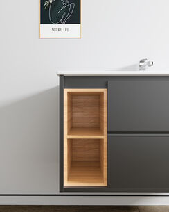 ארון אמבטיה תלוי לפי מידה רוחב עומק וצבע לפי בחירתך עם כיור משטח חרס שקוע דגם יולה