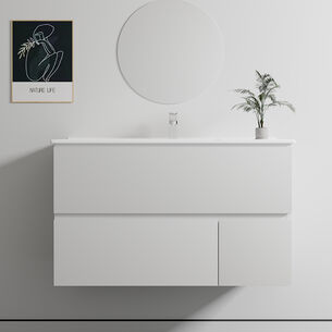 ארון אמבטיה תלוי רוחב 60, 80 ס"מ בעומק 46 ס"מ צבע לבן מט לבחירתך עם כיור משטח חרס שקוע דגם ג'ורג'יה W