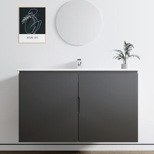 ארון אמבטיה תלוי לפי מידה רוחב עומק וצבע לפי בחירתך עם כיור משטח חרס שקוע דגם יהלום B